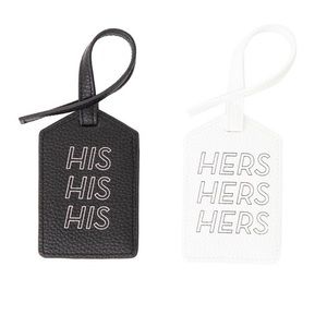 3/$15 Path Travel His Hers Luggage Tag Black White